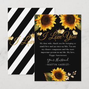 Remerciements Carte d'anniversaire de mariage Tournesols je t'ai
