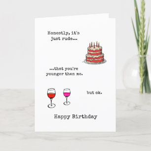 Remerciements Carte d'anniversaire de Rude Younger than Me
