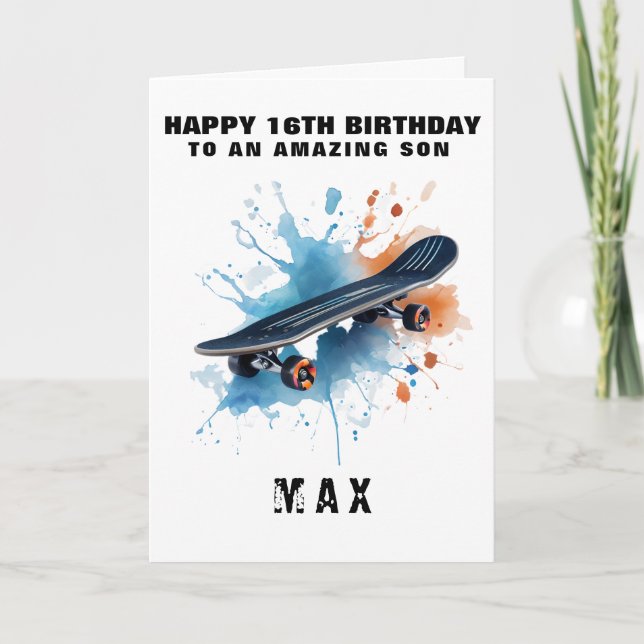 Remerciements Carte d'anniversaire de skateboard cool pour Ado B (Devant)