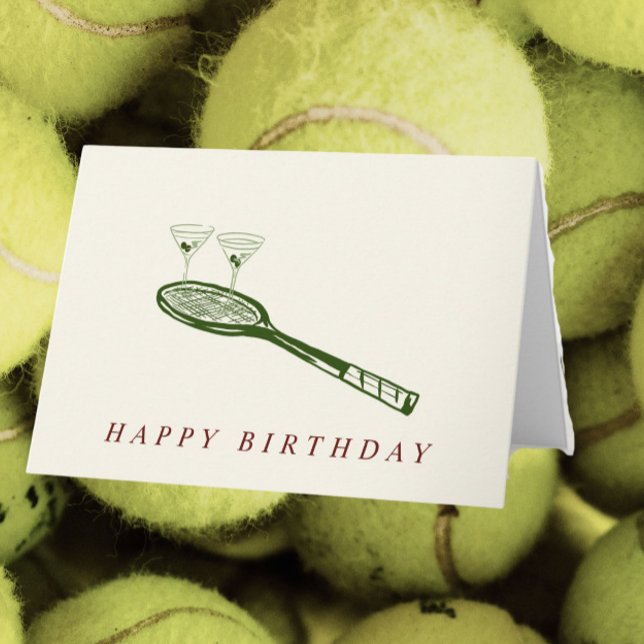 Remerciements carte d'anniversaire de tennis et martinis (Créateur téléchargé)