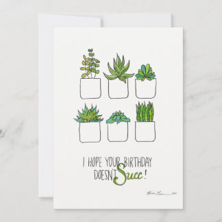 Remerciements Carte d'anniversaire drôle de succulente, carte de