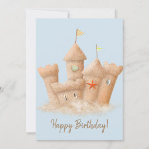 Remerciements Carte d'anniversaire du château de sable d'aquarel