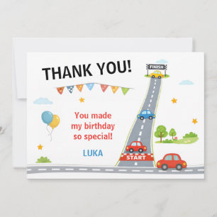 Remerciements Carte d'anniversaire pour enfants Fête de course d
