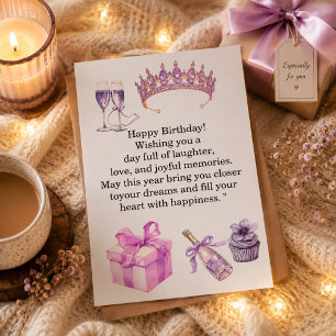 Remerciements Carte d'anniversaire violette de luxe pour femmes