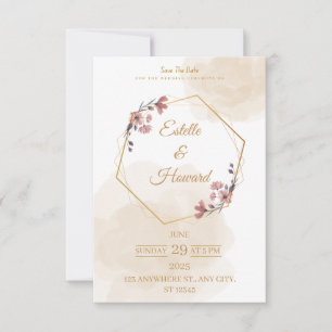 Remerciements Carte d'annonce de date de mariage à motif floral 