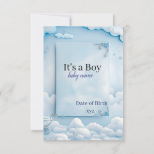 Remerciements carte d'annonce de naissance de bébé garçon