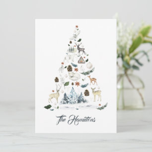 Remerciements Carte d'arbre de Noël des animaux de forêt de Wood