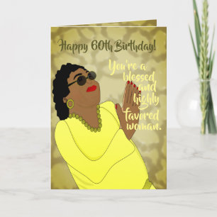 Remerciements Carte de 60e anniversaire de la femme afro-américa