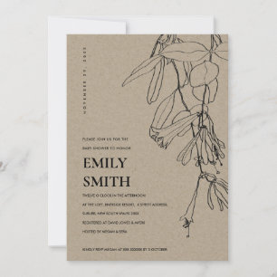 REMERCIEMENTS CARTE DE BABY SHOWER FLORALE MODERNE KRAFT LINE DR