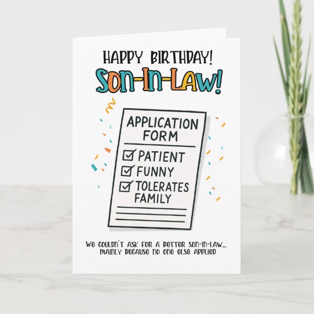 Remerciements Carte de belle-fille amusante - Formulaire de dema (Devant)