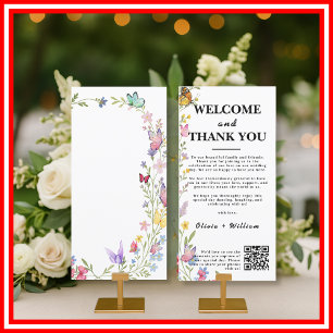 Remerciements Carte de bienvenue de mariage Floral Boho Wildflow