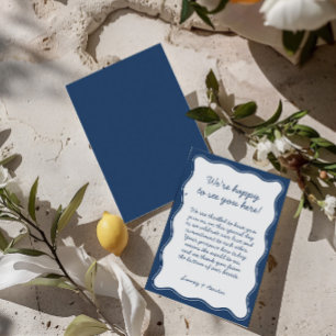 Remerciements Carte de bienvenue de mariage rétro bleu minimalis