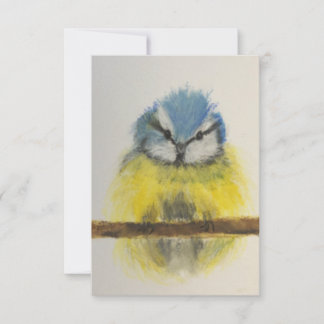 Remerciements Carte de billet Oiseau jaune et bleu avec envelopp
