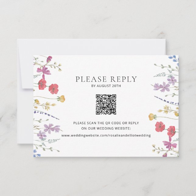 Remerciements Carte de boîtier de code QR de mariage fleur sauva (Devant)