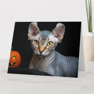 Remerciements Carte de Bonne Halloween avec photo de chat Elf Sp