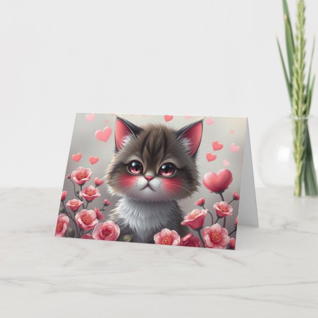 Remerciements Carte de chat Romantique Valentines (Devant)