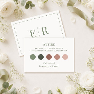 Remerciements Carte de code vestimentaire mariage blanc et olive