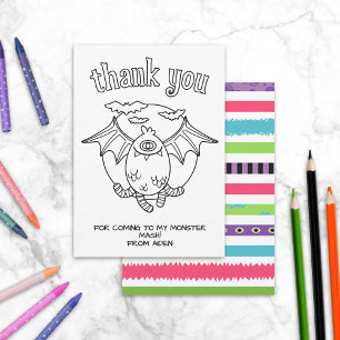 Remerciements Carte de coloriage pour enfants monstres Faveur de