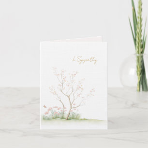 Remerciements Carte de condoléances arbre aquarelle avec fleurs 