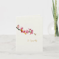 Carte de condoléances Fleur de cerisier et colibri