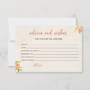 Remerciements Carte de conseil et de souhaits de Fête des mariée