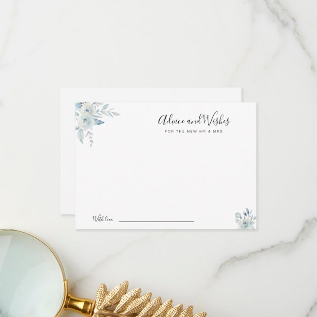 Remerciements carte de conseil et de voeux pour fleurs bleues po (Devant/Arrière en situation)