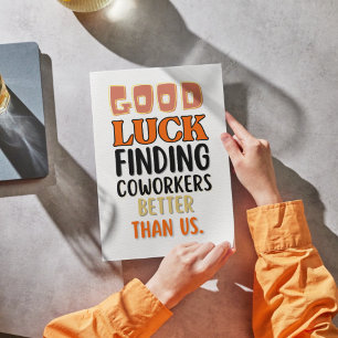 Remerciements Carte de départ amusante pour les femmes hommes, l