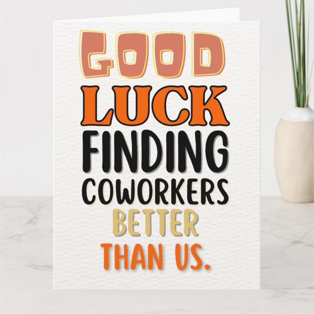 Remerciements Carte de départ amusante pour les femmes hommes, l (Devant)