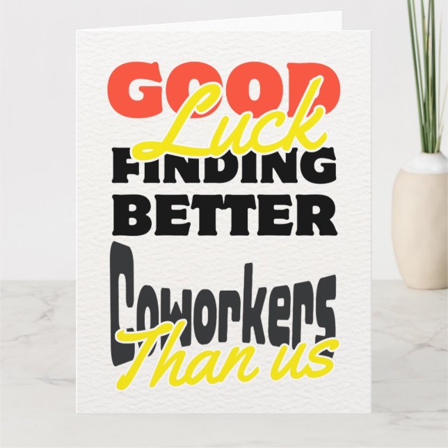 Remerciements Carte de départ de collègue drôle, aller humoristi (Devant)