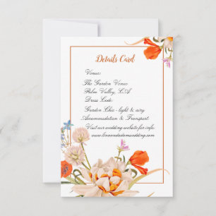 Remerciements Carte de détails – Élégant mariage aux fleurs sauv