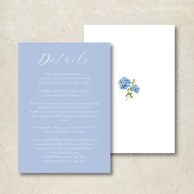 Remerciements Carte de détails Mariage Dusty Blue Hydrangea (Créateur téléchargé)