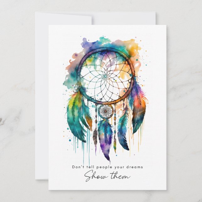 Remerciements Carte de diplôme Rainbow Dreamcatcher Aquarelle (Devant)