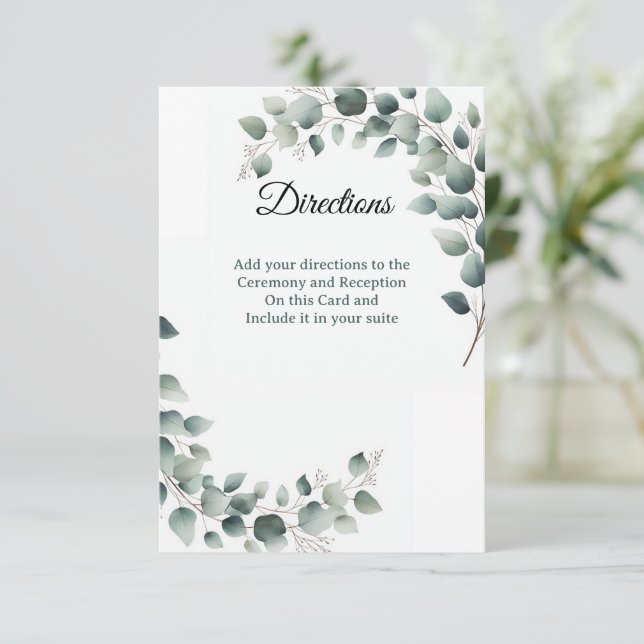 Remerciements Carte de directions Simple Eucalyptus (Debout devant)