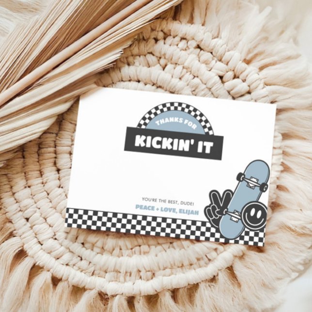 Remerciements Carte de fête à thème skateboard à carreaux pour g (Créateur téléchargé)