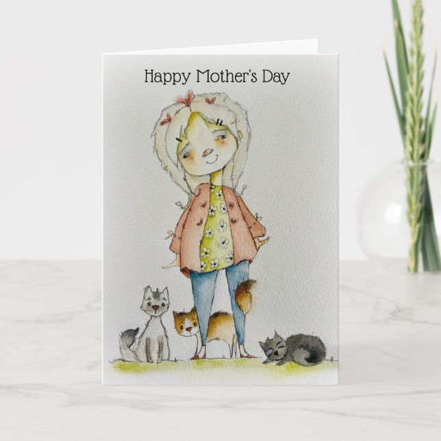 Remerciements Carte de fête de la mère de maman chat (Devant)