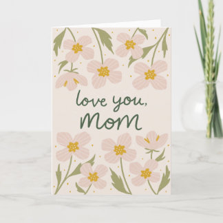 Remerciements Carte de fête des mères aux fleurs roses douces