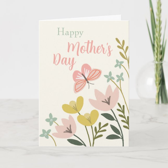 Remerciements Carte de fête des mères aux papillons roses (Devant)