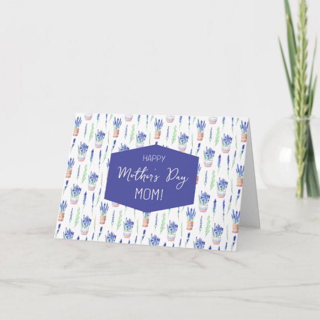 Remerciements Carte de fête des mères Lavender Pot Watercolor (Devant)