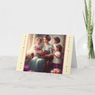 Remerciements Carte de fête des mères pour une femme avec trois 