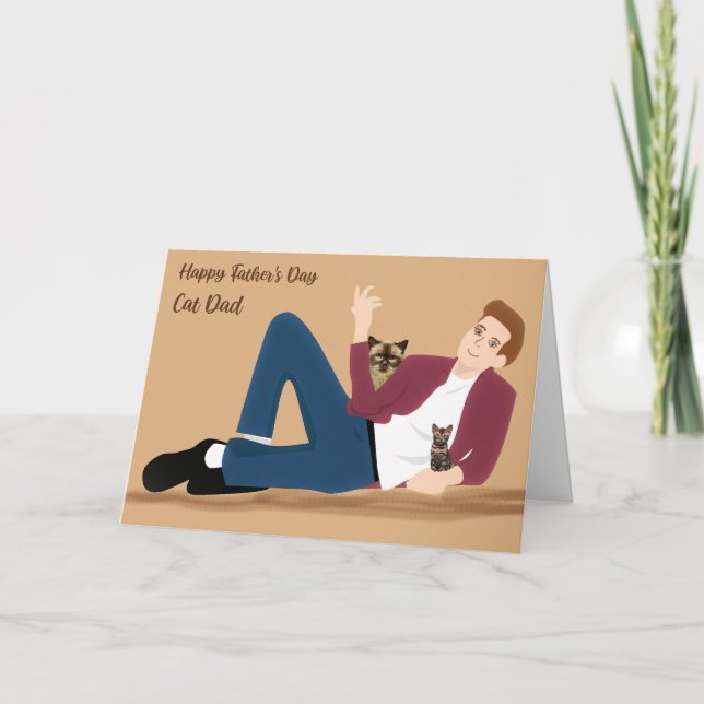 Remerciements Carte de Fête des pères papa chat Homme avec chats (Devant)