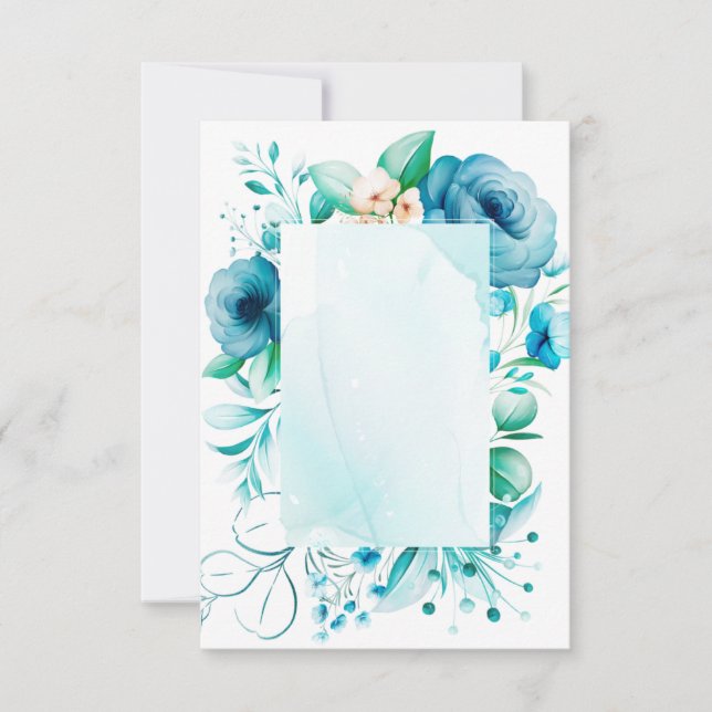 Remerciements Carte de fleurs bleues à l'aquarelle, créez votre  (Devant)