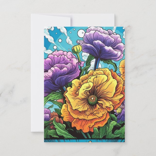 Remerciements Carte de fleurs gras  (Devant)
