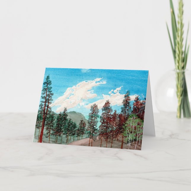 Remerciements Carte de forêt de pins et de beaux nuages (Devant)