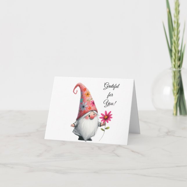 Remerciements Carte de gnome pliée Grateful for You (Devant)