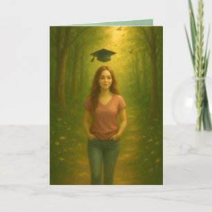 Remerciements Carte de graduation pliée personnalisée Femme avec