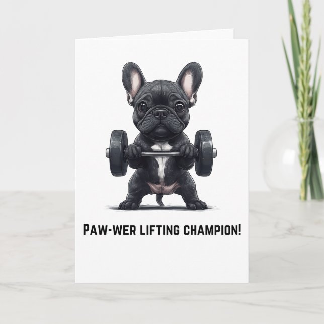 Remerciements Carte de gym drôle de Bouledogue Français – Éleveu (Devant)