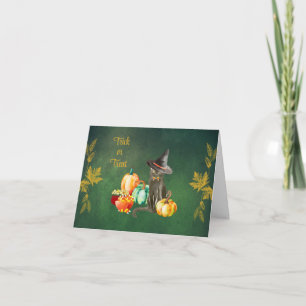 Remerciements Carte de Halloween Chat Noir avec des Citrouilles