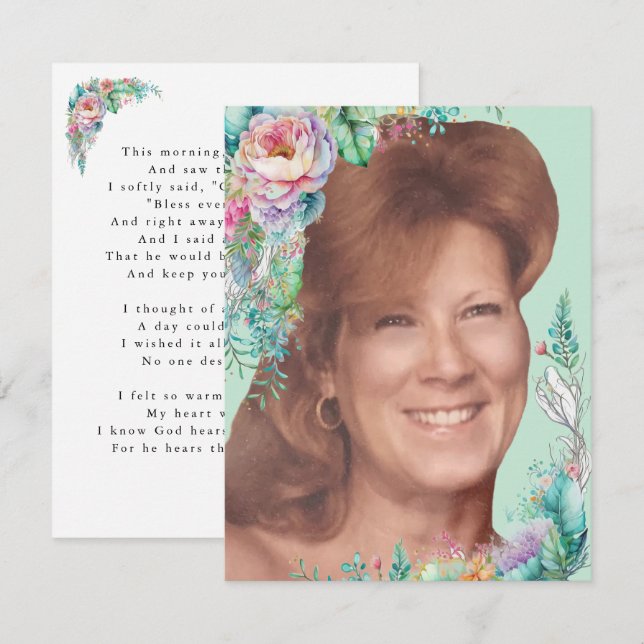 Remerciements Carte de Helen Face avec vers (Devant / Derrière)