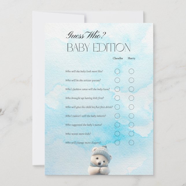 Remerciements Carte de jeu Cute Polar Bleu Baby shower d'hiver (Devant)