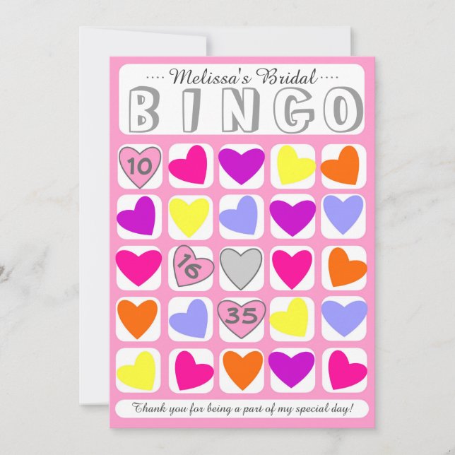 Remerciements Carte de jeu de bingo de mariage personnalisable (Devant)